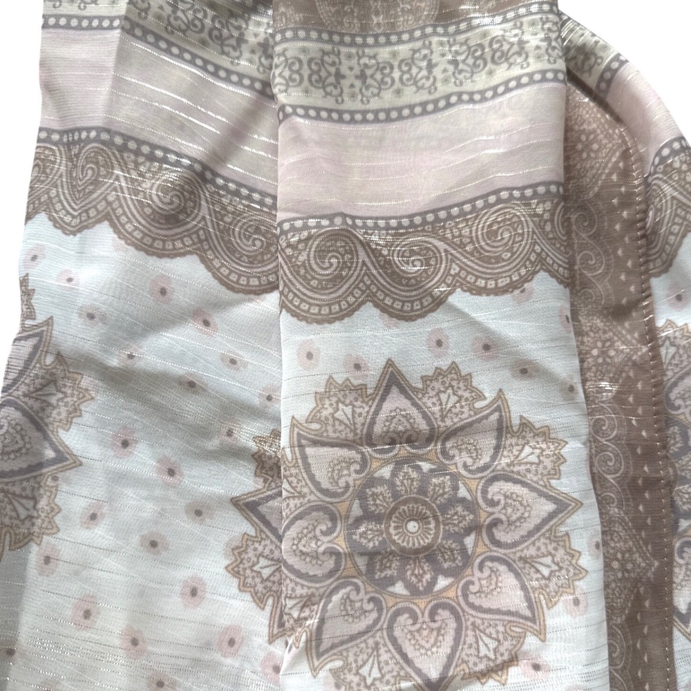 Vince Camuto Sheer Boho Tan Light Pink Metallic Scarf NWT 19"x70"
